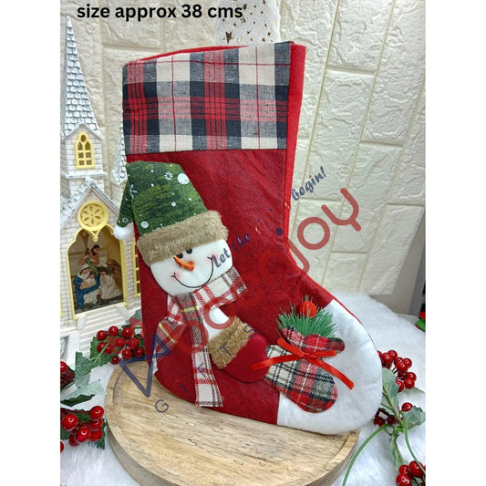 Christmas Stocking Gift Bag, Large Size, Santa Claus Gift Candy Socks, Hanging Ornament for Christmas Eve | Size Approx 38cm (Color A)