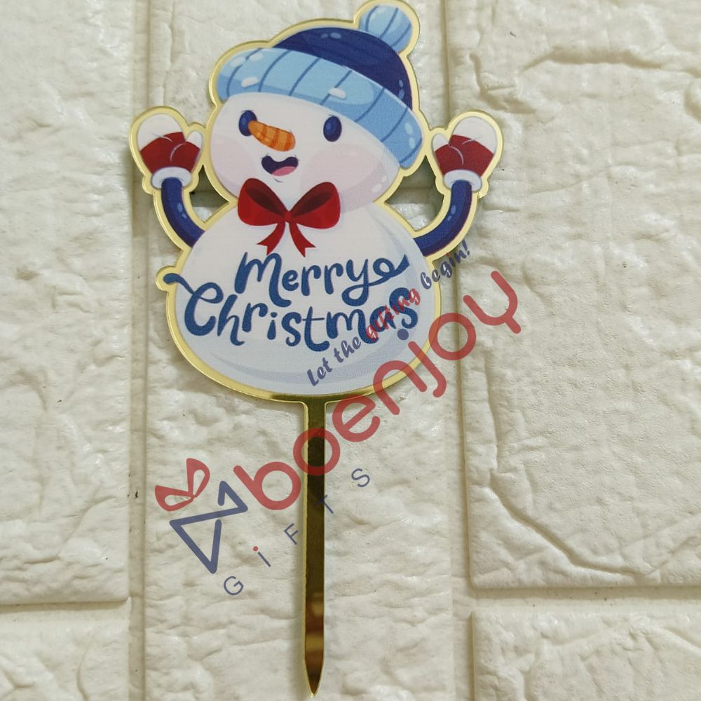 Snowman Merry Christmas Cake Topper (Size Approx 16 cm Long)