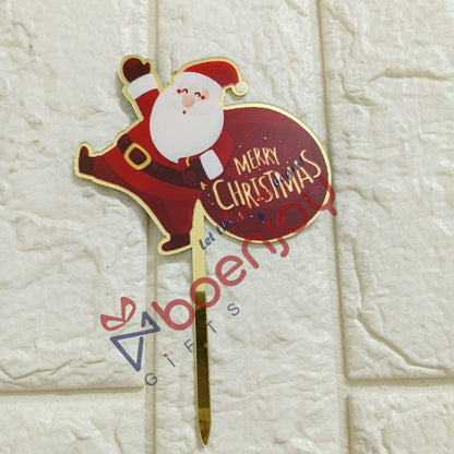 Santa Claus Merry Christmas Cake Topper (Size Approx 16 cm Long)