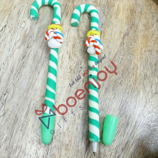 Festive Candy Cane-Themed Black Gel Pen Set of 4 | Christmas Stationery