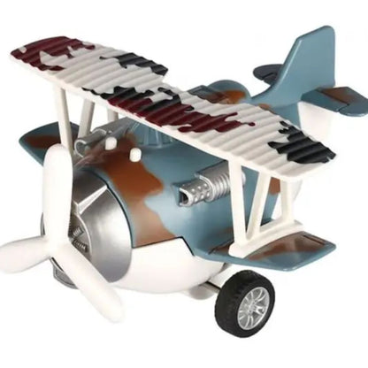 Die Cast Metal Pull Back Plane | 11.5 CM | Light & Music | Collectible Gift (Blue)