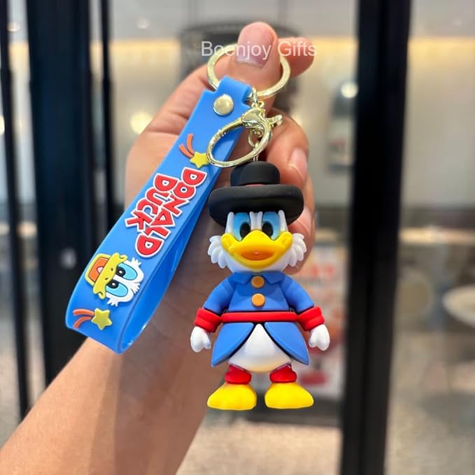 Doland Duck Keychain with Loop and Hook Key Chain Bag / Hanging Keyring Suitable for Bag Charm, Car Keychain, Bike Keychain (Color A)