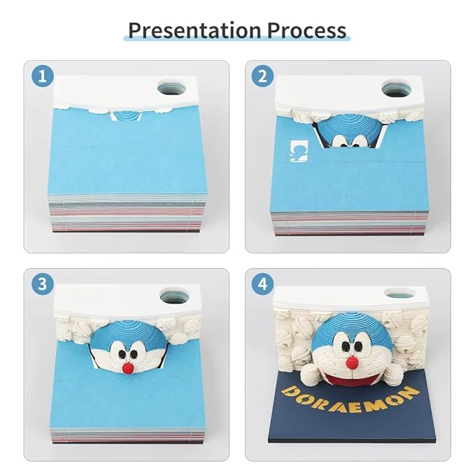 Doraemon-Themed 3D Sticky Notes Set with Pen Holder – 150 Pieces, Decorative Stationery for Office and Home, Unique Gift for Doraemon Fans