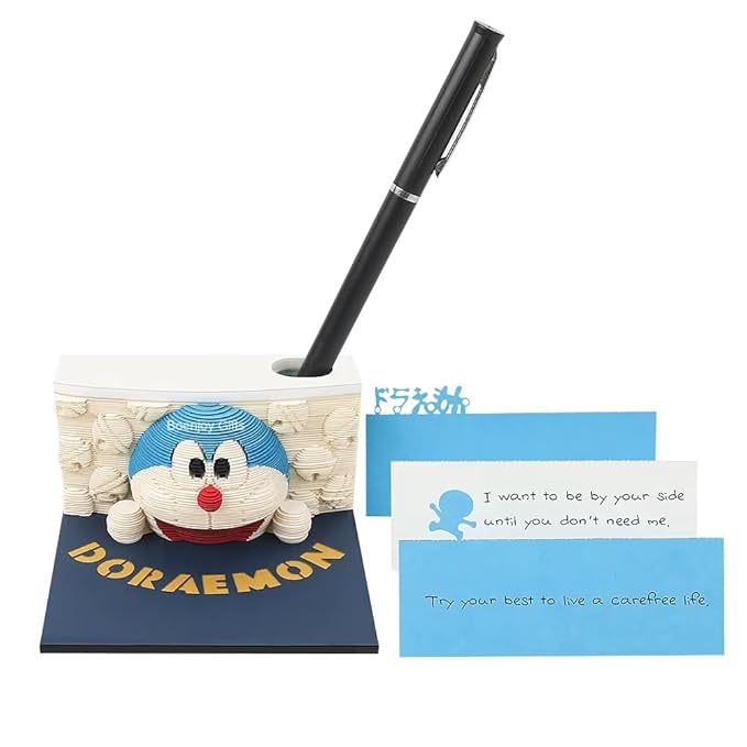 Doraemon-Themed 3D Sticky Notes Set with Pen Holder – 150 Pieces, Decorative Stationery for Office and Home, Unique Gift for Doraemon Fans