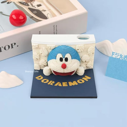 Doraemon-Themed 3D Sticky Notes Set with Pen Holder – 150 Pieces, Decorative Stationery for Office and Home, Unique Gift for Doraemon Fans