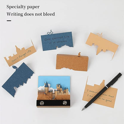 Harry Potter 3D Memo Pad Paper Art Castle, Foldable Standable Note Paper Notepad Non-Stick Sticky Note | 100 Sheets | Size Approx 8-9 CM