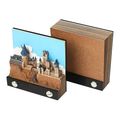 Harry Potter 3D Memo Pad Paper Art Castle, Foldable Standable Note Paper Notepad Non-Stick Sticky Note | 100 Sheets | Size Approx 8-9 CM