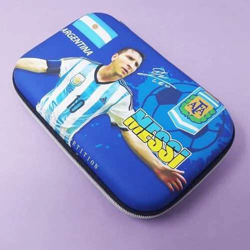 Lionel Messi Pencil Case with 2 Compartments, Pencil Pouch for Kids, Pencil Box for Boys School Supply Organizer for Students, Stationery Box, Cosmetic Zip Pouch Bag | Size 22x15 cm