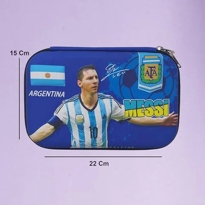 Lionel Messi Pencil Case with 2 Compartments, Pencil Pouch for Kids, Pencil Box for Boys School Supply Organizer for Students, Stationery Box, Cosmetic Zip Pouch Bag | Size 22x15 cm