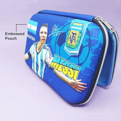 Lionel Messi Pencil Case with 2 Compartments, Pencil Pouch for Kids, Pencil Box for Boys School Supply Organizer for Students, Stationery Box, Cosmetic Zip Pouch Bag | Size 22x15 cm