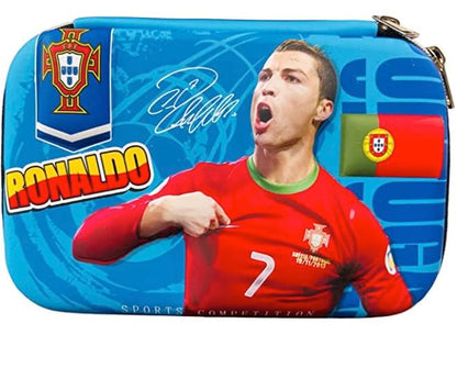 BOENJOY Gifts- Ronaldo Pencil Case with 2 Compartments, Pencil Pouch for Kids, Pencil Box for Boys School Supply Organizer for Students, Stationery Box, Cosmetic Zip Pouch Bag | Size 22x15 cm