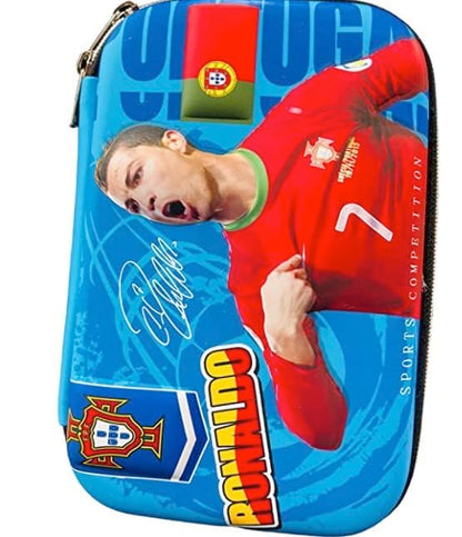 BOENJOY Gifts- Ronaldo Pencil Case with 2 Compartments, Pencil Pouch for Kids, Pencil Box for Boys School Supply Organizer for Students, Stationery Box, Cosmetic Zip Pouch Bag | Size 22x15 cm