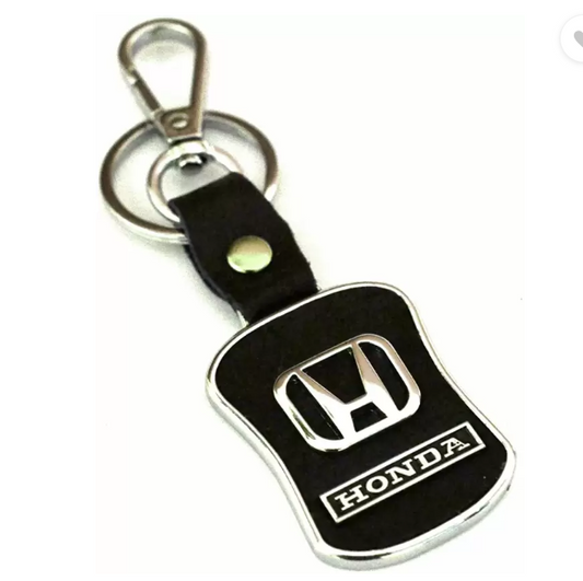 Honda Leather Chrome Key Ring | Car Logo Keychain