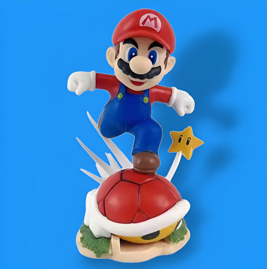 Action Figure - Mario Collectible with Star & Shell Base | 12 CM