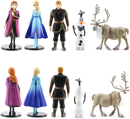 Frozen Action Figure Cake Decoration Set – Elsa, Olaf, Anna, 5 Pieces