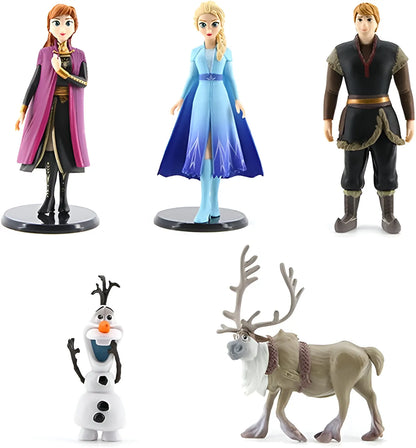 Frozen Action Figure Cake Decoration Set – Elsa, Olaf, Anna, 5 Pieces