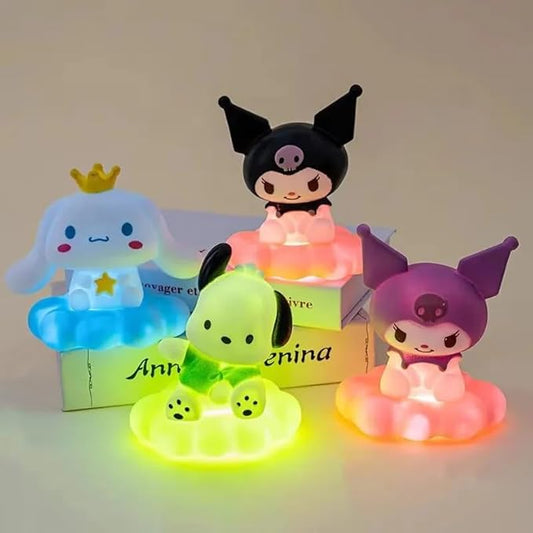 Kuromi Night Light- Pink Cloud LED Light with Purple Hood, 12.8cm