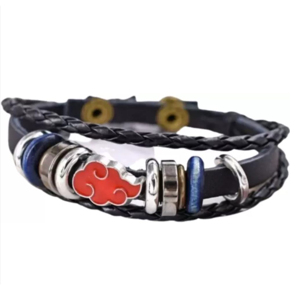 Naruto Akatsuki Cloud Bracelet for Men – Faux Leather Layer Bangle