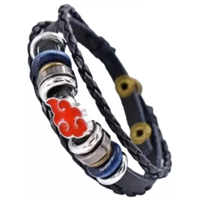 Naruto Akatsuki Cloud Bracelet for Men – Faux Leather Layer Bangle