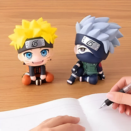 Naruto & Kakashi Sitting Anime Figures | Set of 2 | 7 cm | Naruto Itachi Anime Lovers | Latest Japanese Manga | Base Needs to be Assembled | Comes in Brown Box Packing