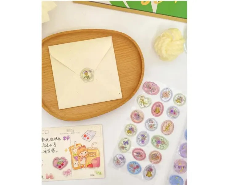 3 Pack Cute Transparent Pinteresty Wax Stamp Sticker 3D Cartoon Wax Seal Stickers