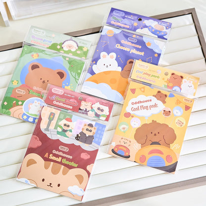 Premium Kawaii Bear Paper Sticker Book - Set of 30 Sheets (Multicolor & Multi Design) for Journaling and Scrapbooking - Pick Any 2