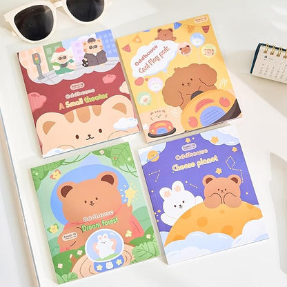 Premium Kawaii Bear Paper Sticker Book - Set of 30 Sheets (Multicolor & Multi Design) for Journaling and Scrapbooking - Pick Any 2