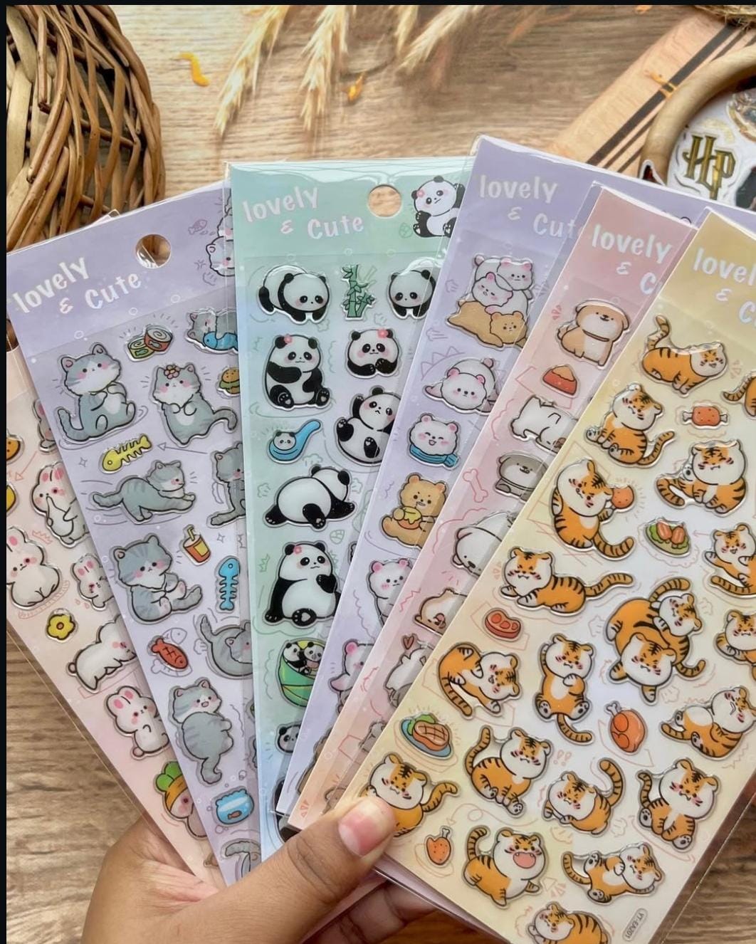 Cute Animal Aesthetic Clear Stickers – Set of 6 for Scrapbooking, Journaling, and DIY Projects