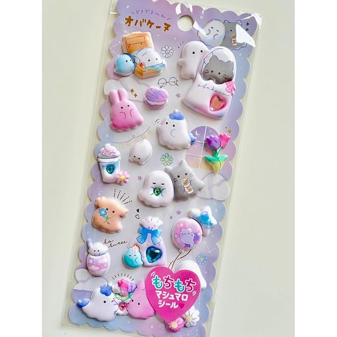 3D Thick Puffy Stickers for Kids & Girls – Cute Kawaii Soft Squishy Stickers with Gems, Reusable for Stationery, Phone Cases, and More (8 Sheets, 3D Thick - 8 Pack)