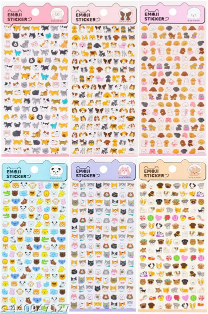 Animal Emoji Sticker Decorative Set – Cute Emoji Stickers for Diaries, Handbooks, and Painting (Pack of 6)