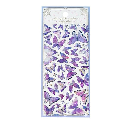 Small Mini Butterfly Stickers – 3D Holographic Glitter Butterflies for Kids Crafts, Adults Scrapbooking & Journaling (4 Design Mix Sheets, Multicolor)