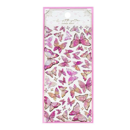 Small Mini Butterfly Stickers – 3D Holographic Glitter Butterflies for Kids Crafts, Adults Scrapbooking & Journaling (4 Design Mix Sheets, Multicolor)