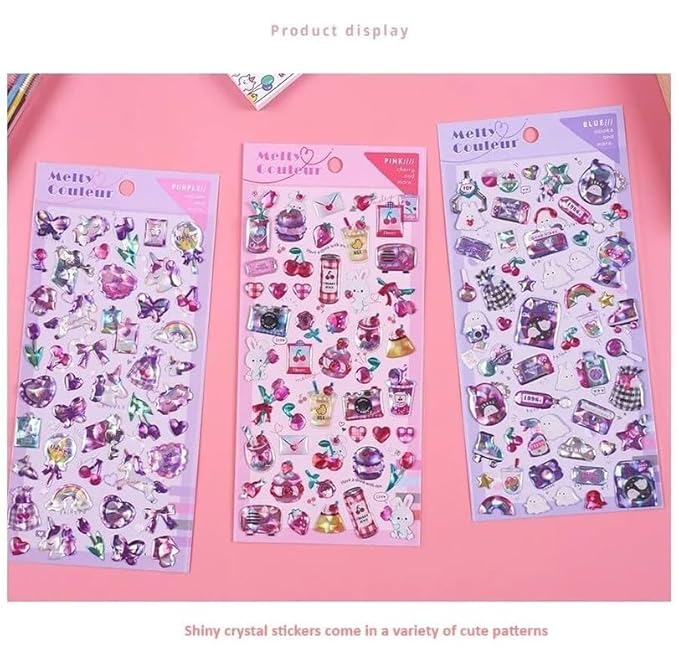 New 3D Puffy Stickers – Sparkle and Shine, 6 Sheets Self-Adhesive Stickers for Craft Books, Scrapbooks, and DIY Projects (Multi-Color)