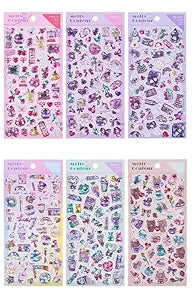 New 3D Puffy Stickers – Sparkle and Shine, 6 Sheets Self-Adhesive Stickers for Craft Books, Scrapbooks, and DIY Projects (Multi-Color)