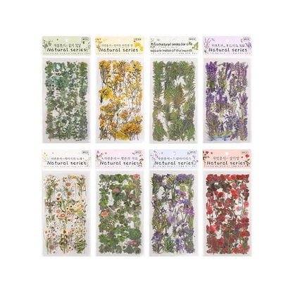 Random 4 Sheets Transparent Pressed Flower Stickers – Dried Resin Flowers Stickers for Scrapbooking, DIY Crafts, and Decorations