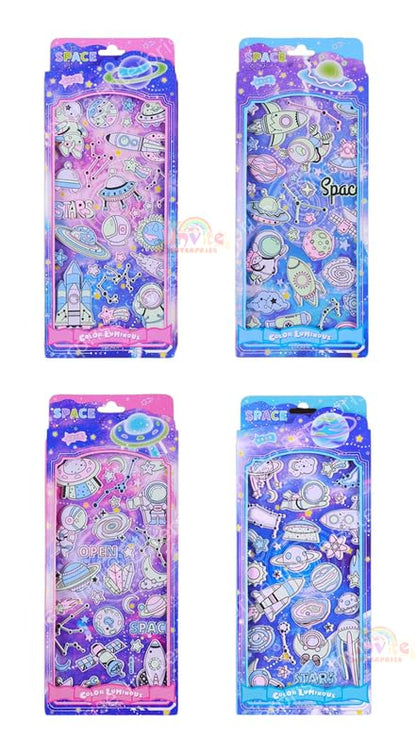 Kawaii Puffy Stickers for Kids – 3D Glow-in-the-Dark Space Stickers, Cute Foam Stickers for Girls, Aesthetic Craft Stickers (4 Sheet Mix Design)