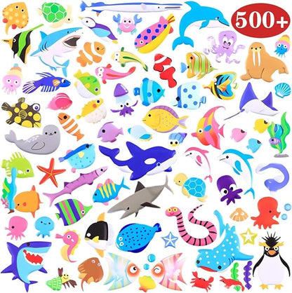 3D Puffy Aquatic Stickers for Kids – Set of 10 Straps with Colorful Ocean Animal Stickers