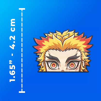 Demon Slayer Kyojuro Rengoku 3D Fire Peeker Decal – Reflective Anime Sticker (3 Faces)
