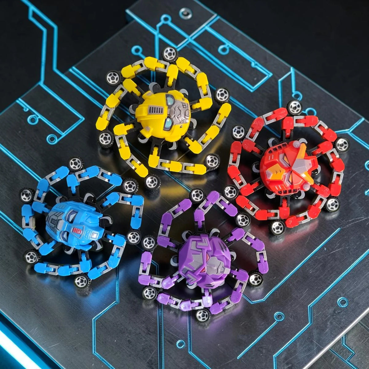 Transforming Robot Spinner Toy Set of 10 for Boys & Girls | 2-in-1 Rotating Robot Toy | Assorted Colours | NO COD