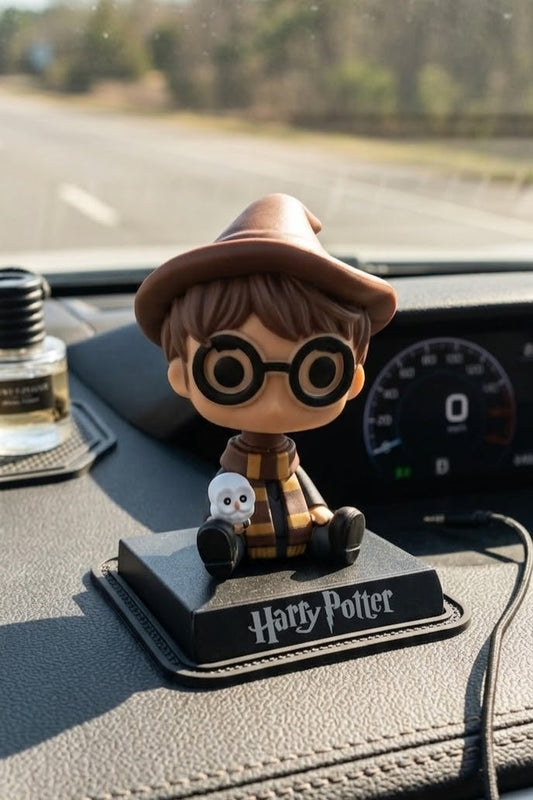 Harry Potter Bobblehead Figurine with Owl – 12 cm Cute Moving Head Toy | Car Dashboard Decoration | Mini Collectible Anime Style Statue | Desk & Home Decor Gift for Harry Potter Fans