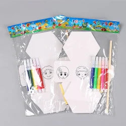 Kids DIY Colouring Kit with 4 Markers & Wooden Stick | Mix & Match Character Cube