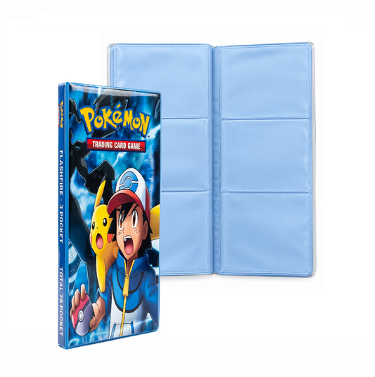 DOMUM Pokemon Trading Card Album FlashFire – 78 Pocket Trading Card Holder, 3 Pocket Layout, Multicolor